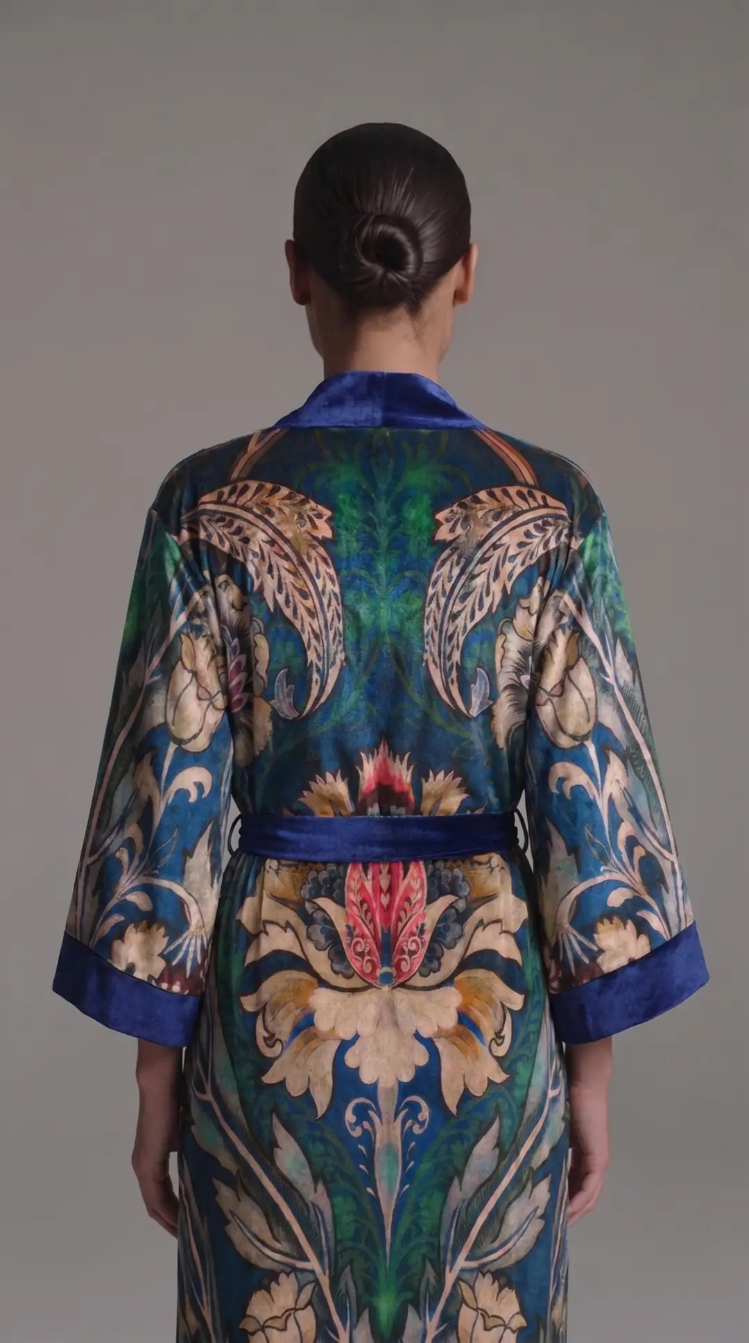 Kadife Kaftan - Nilüfer Desenli