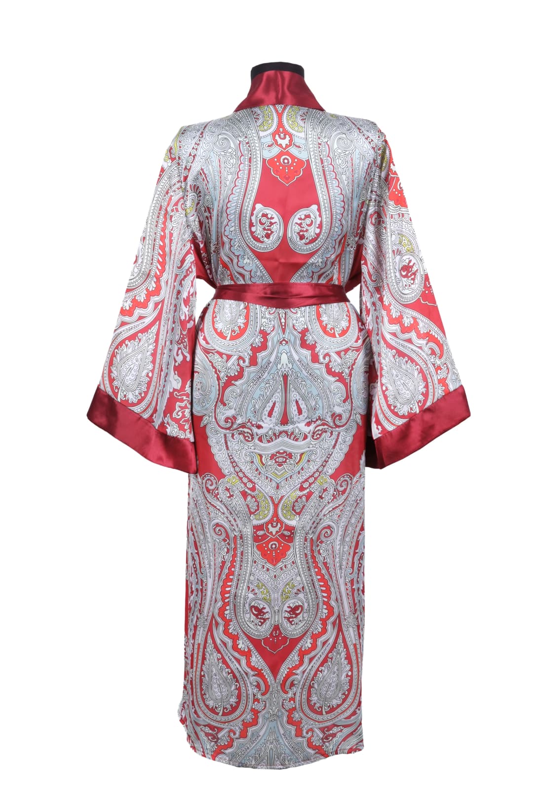 İpek Kaftan - Yakut Kırmızı Desenli 