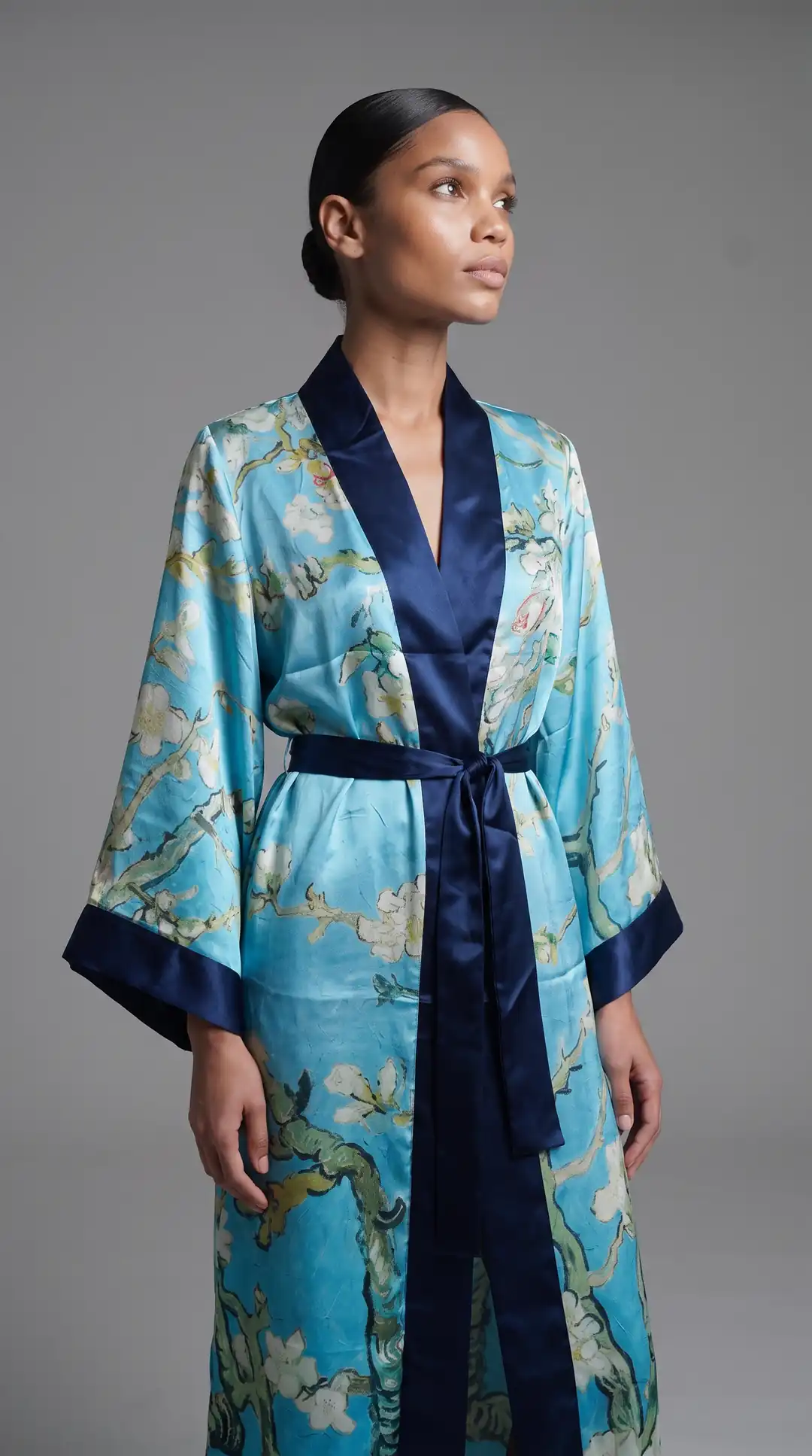 Ürün görseli: İpek Kaftan - Turkuaz Badem Çiçeği Desen 